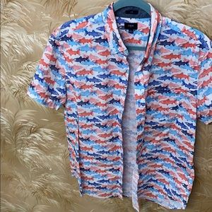 Fish print jcrew short sleeve button up